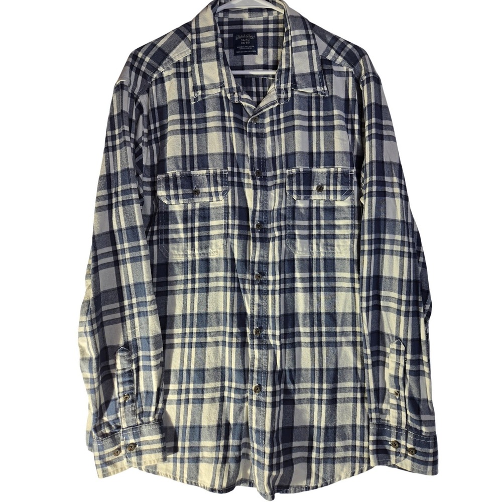 Faded Glory Mens XL Blue Lake Combo Plaid Flannel Button Down Shirt